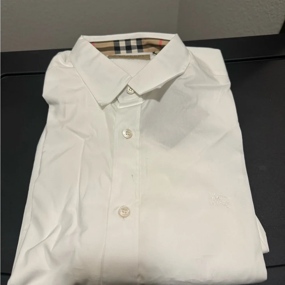 Burberry Mens White Check Dress Shirt - Picture 1 of 7